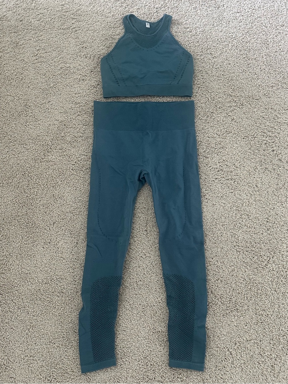 JoyLab Teal Seamless High-Waist Leggings & Crop Sports Bra Set